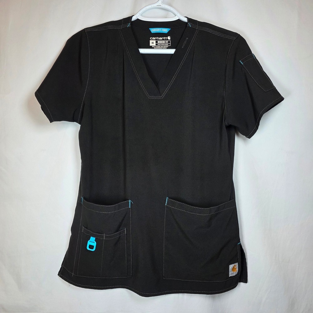 Carhartt Force Modern Fit V-Neck Scrub Top Womens XS Black C12110